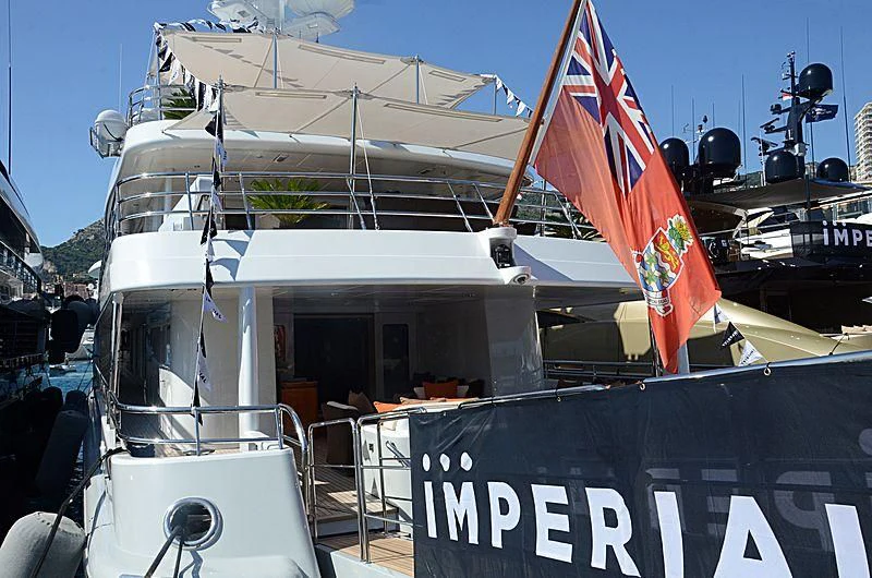 a boat with flags on it aboard GRACE (YET) Yacht for Sale
