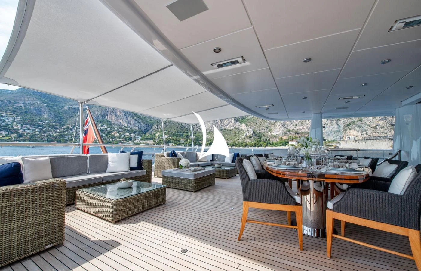 a room with a table and chairs aboard GRACE (YET) Yacht for Sale