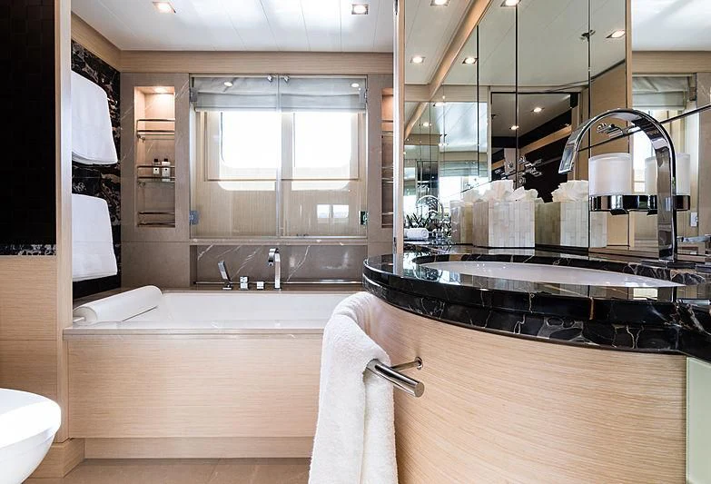 a bathroom with a large sink aboard GRACE (YET) Yacht for Sale