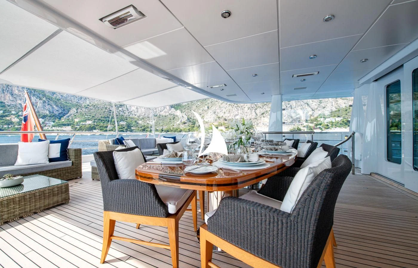 a room with a table and chairs aboard GRACE (YET) Yacht for Sale