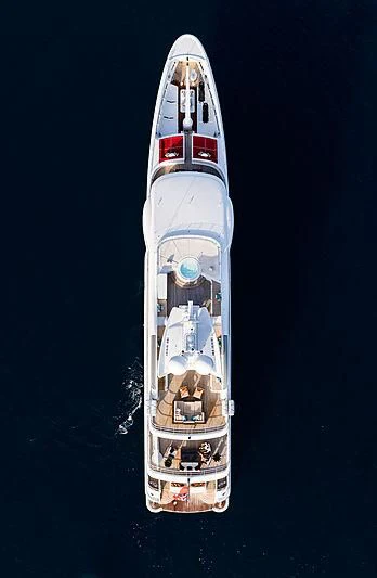 a rocket with a red and white stripe on the side aboard GRACE (YET) Yacht for Sale