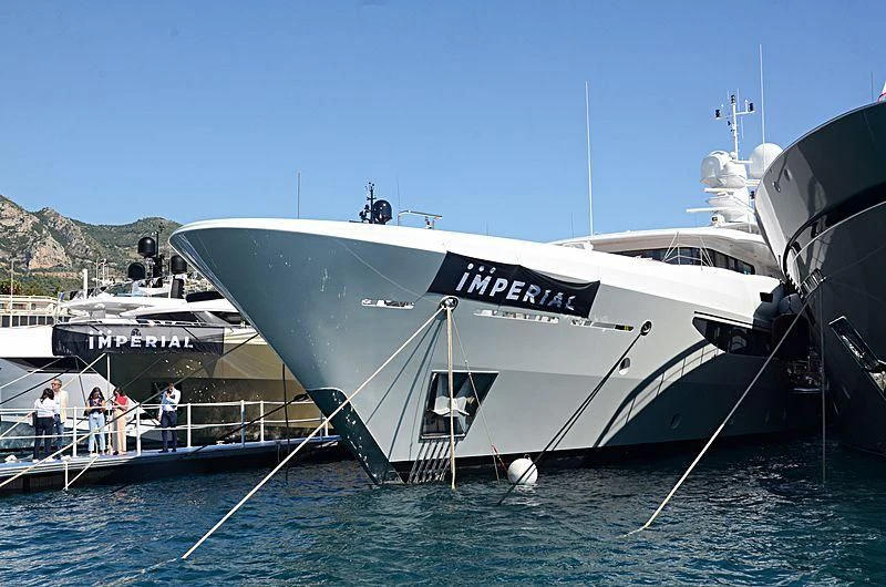 a boat docked at a pier aboard GRACE (YET) Yacht for Sale
