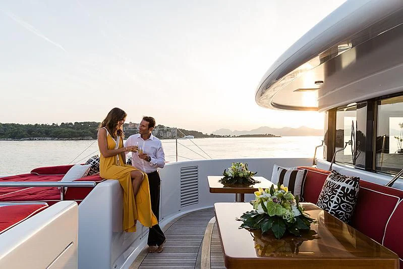 a man and woman on a boat aboard GRACE (YET) Yacht for Sale