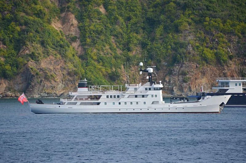 a large white boat on the water aboard JESTER Yacht for Sale