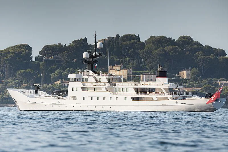 a large white boat in the water aboard JESTER Yacht for Sale