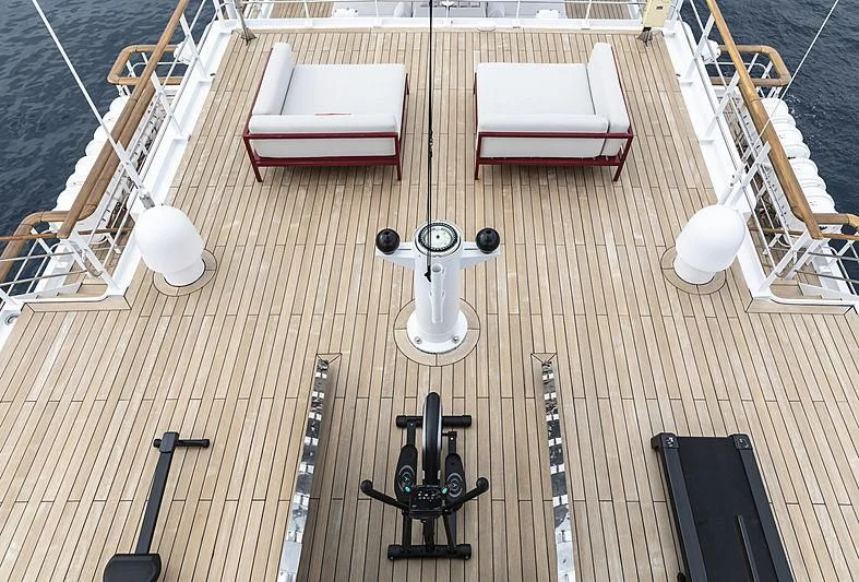 a group of toys on a wood floor aboard JESTER Yacht for Sale