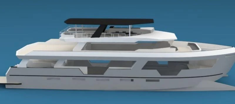a white yacht in the water aboard SEA SEARCHER INDEPENDENCE 110 Yacht for Sale
