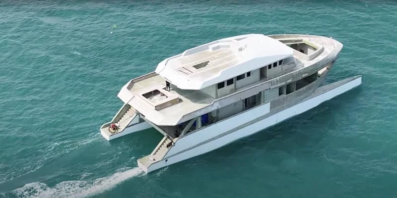 a white boat in the water aboard SEA SEARCHER INDEPENDENCE 110 Yacht for Sale