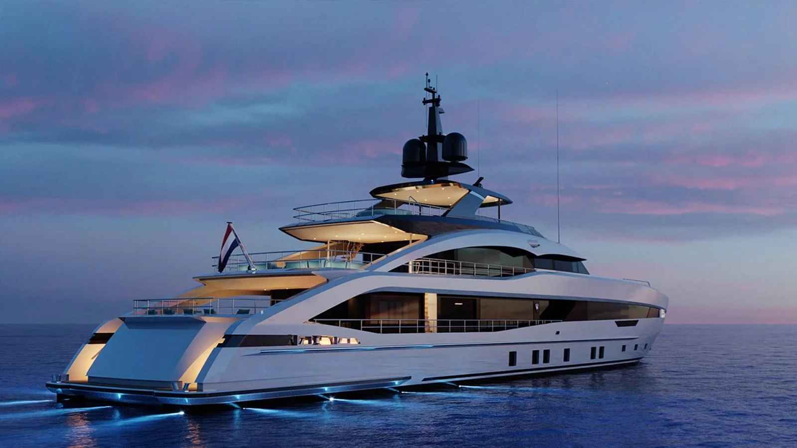 a large white yacht in the water aboard ALP Yacht for Sale