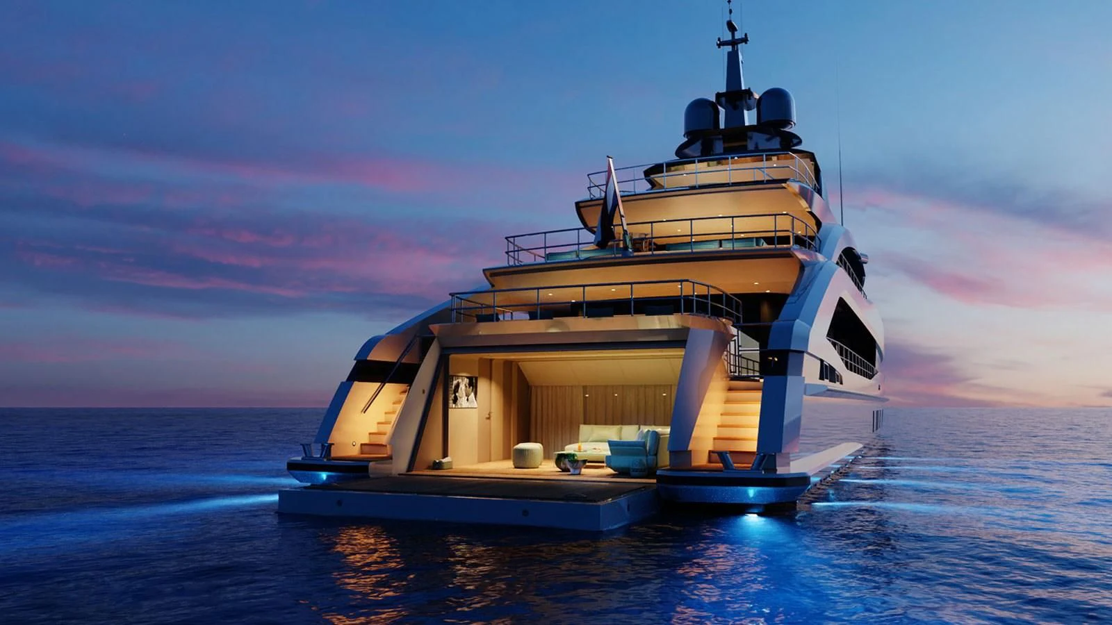 a large yellow boat on the water aboard ALP Yacht for Sale