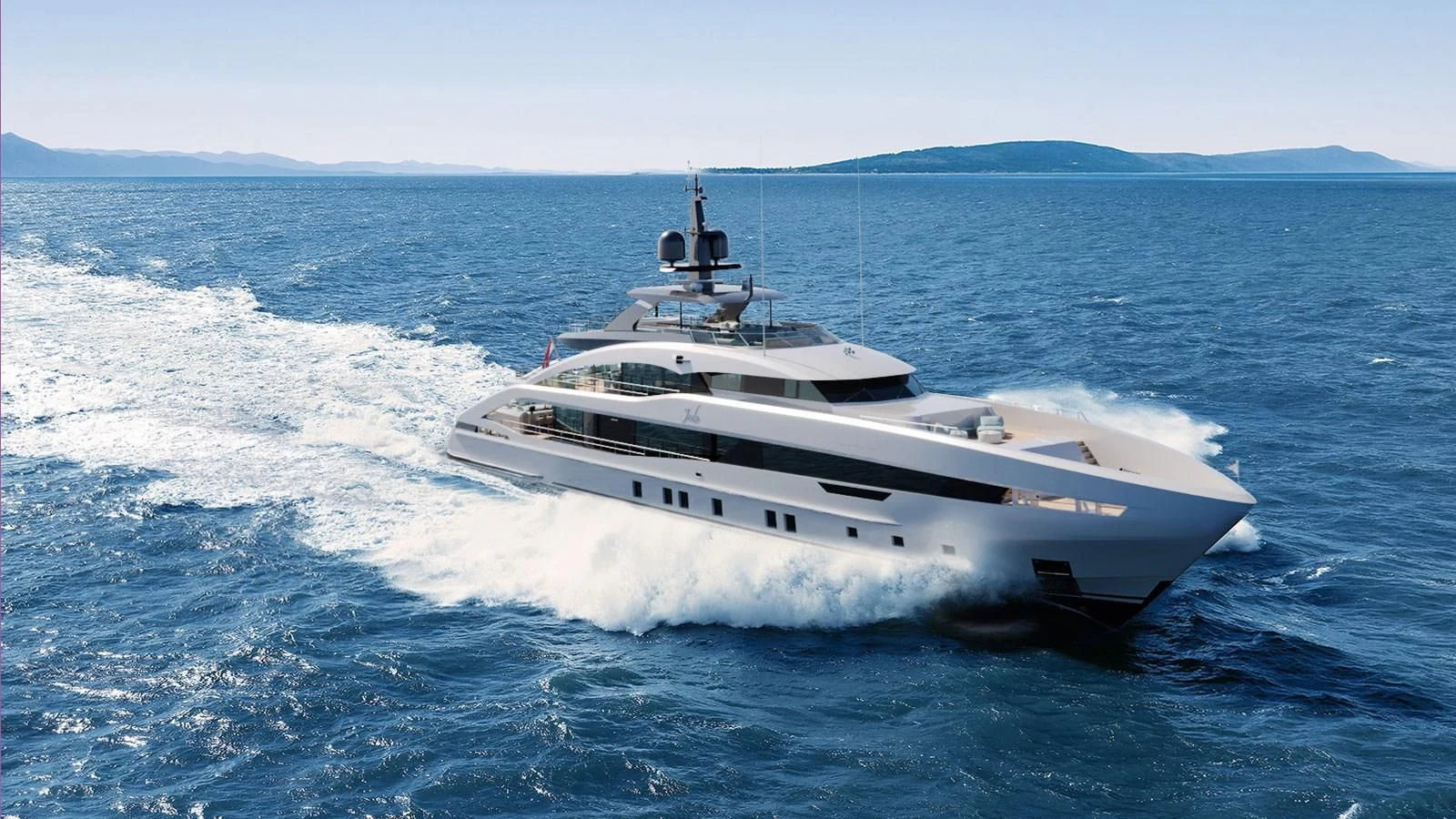 a white yacht on the water aboard ALP Yacht for Sale