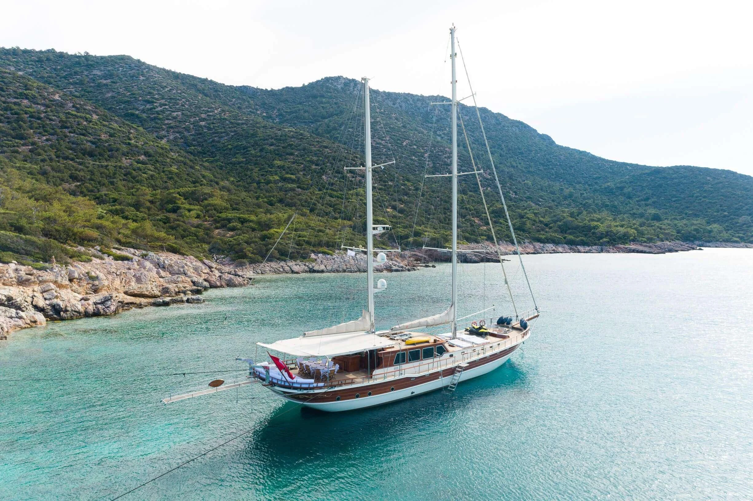 a boat in the water aboard ESTRELLA DE MAR Yacht for Sale