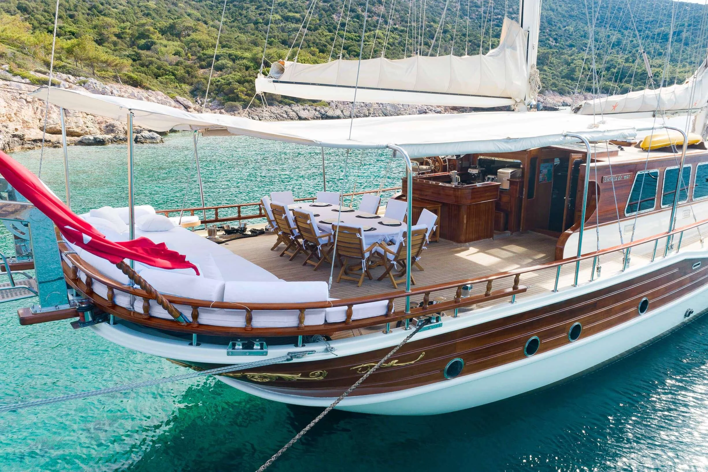 a boat on the water aboard ESTRELLA DE MAR Yacht for Sale