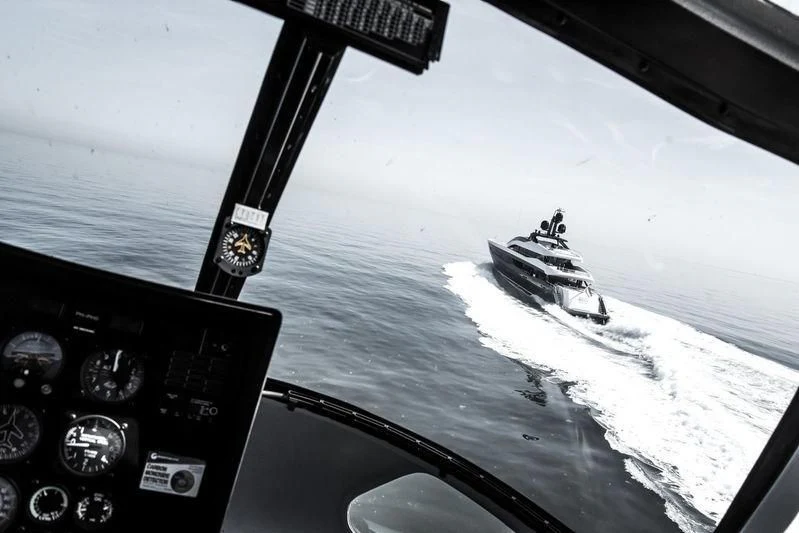 a view of a ship from the cockpit of a plane aboard IRISHA Yacht for Sale