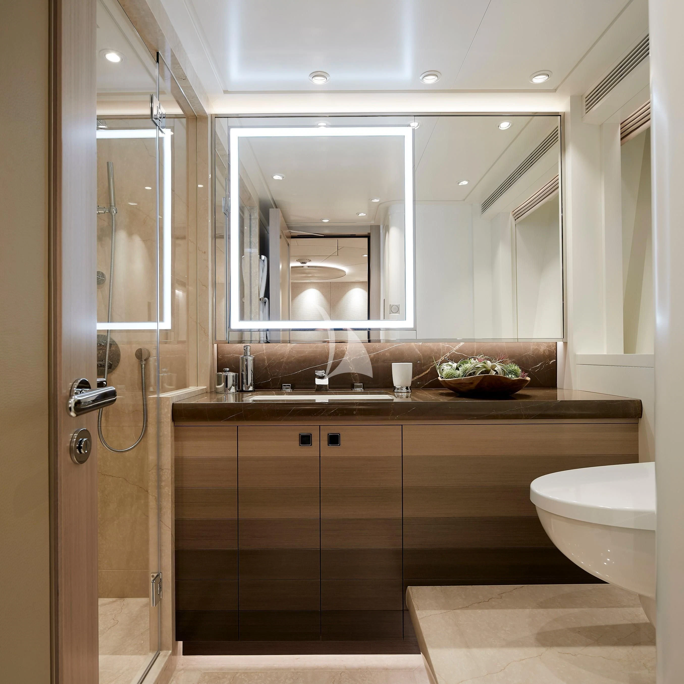 a bathroom with a sink and a toilet aboard IRISHA Yacht for Sale