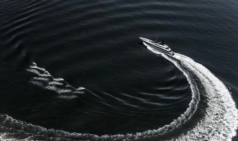 a ship in the water aboard IRISHA Yacht for Sale