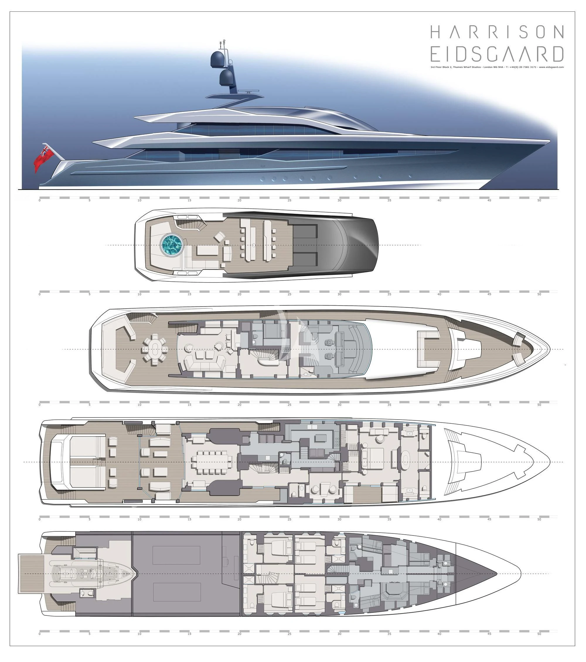 diagram, engineering drawing aboard IRISHA Yacht for Sale