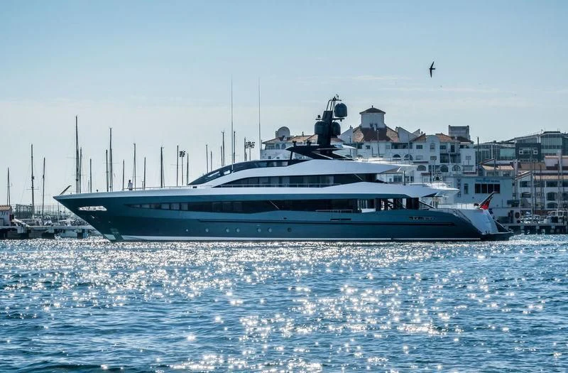 a large boat in the water aboard IRISHA Yacht for Sale