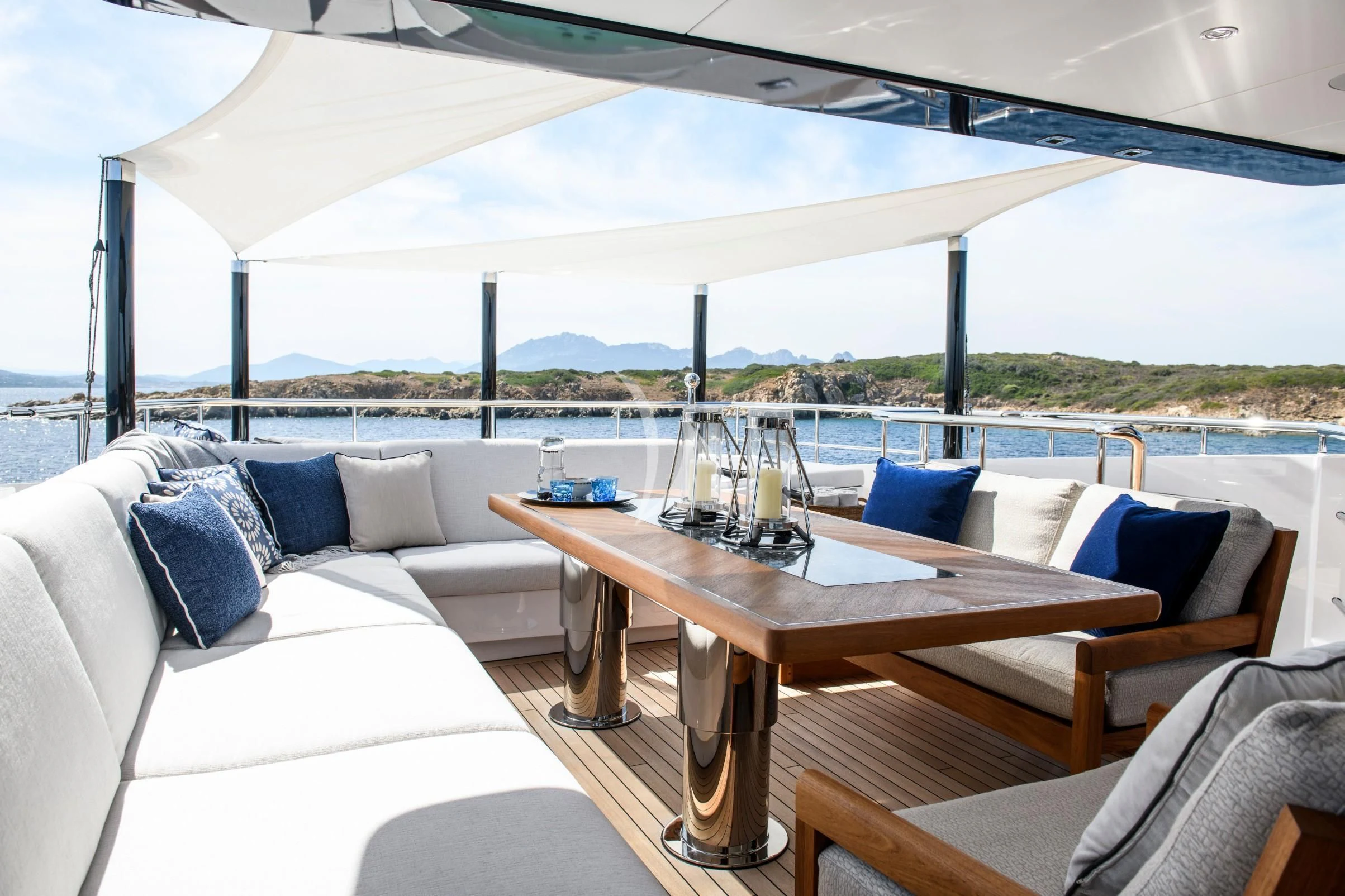 a table on a boat aboard IRISHA Yacht for Sale