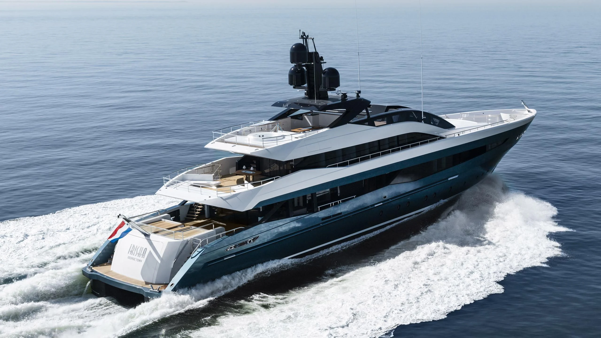 a ship on the water aboard IRISHA Yacht for Sale