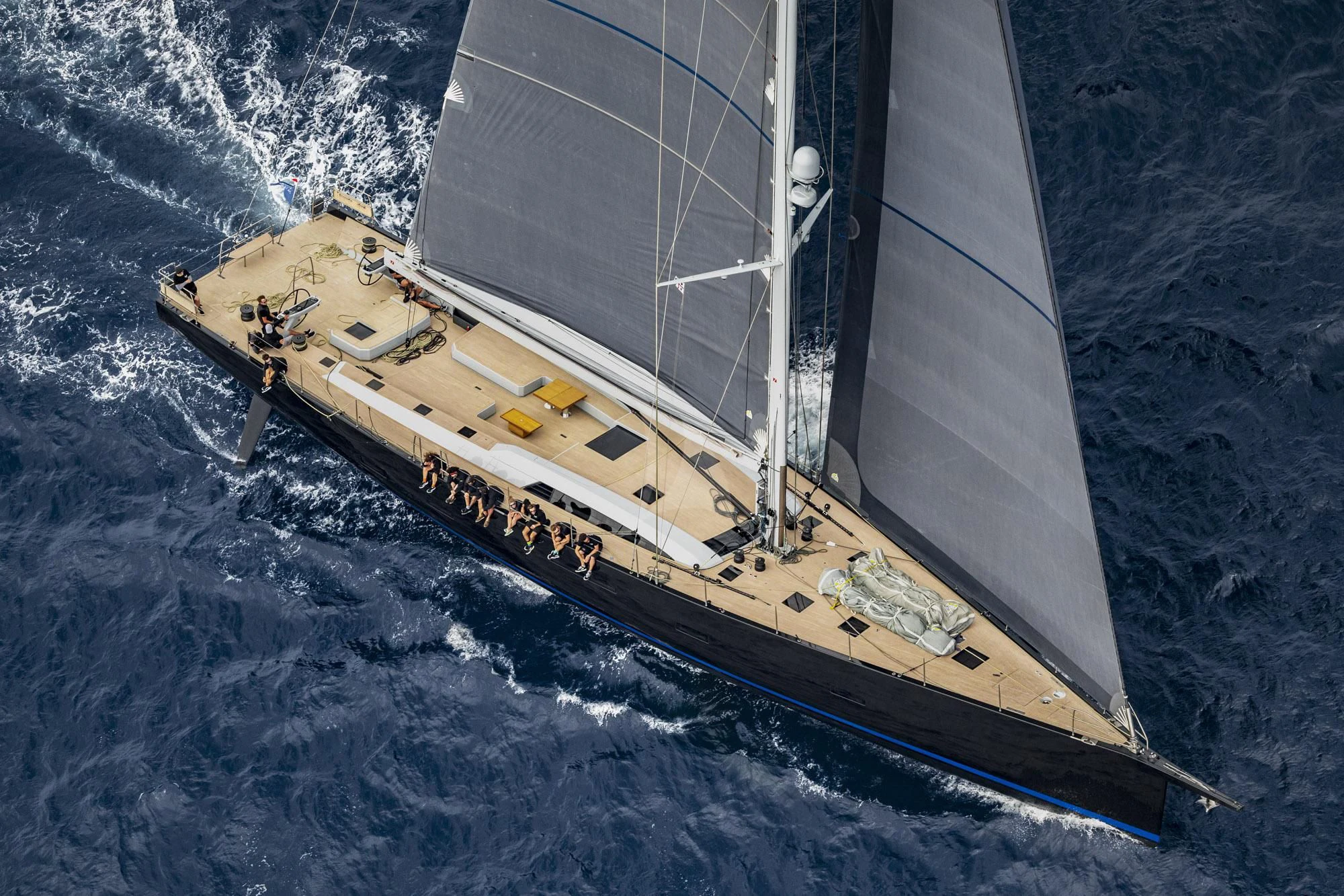 a high angle view of a ship aboard SORVIND Yacht for Charter