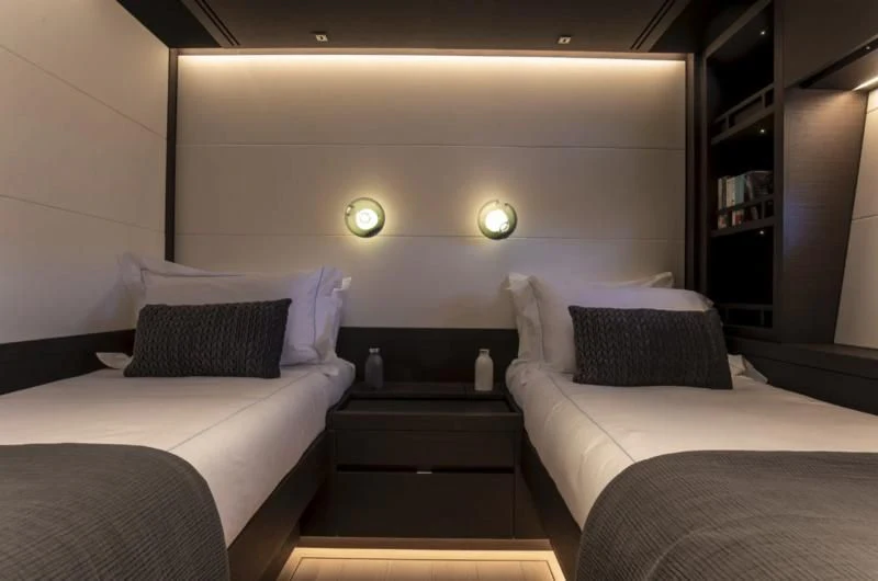 a room with two beds aboard SORVIND Yacht for Charter