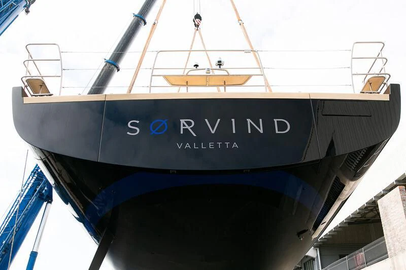 a sign on a building aboard SORVIND Yacht for Charter