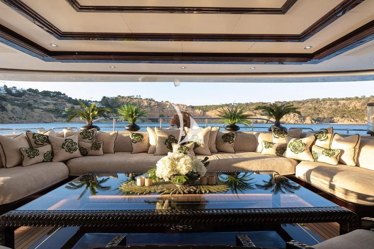 a large swimming pool aboard ILLUSION V Yacht for Charter