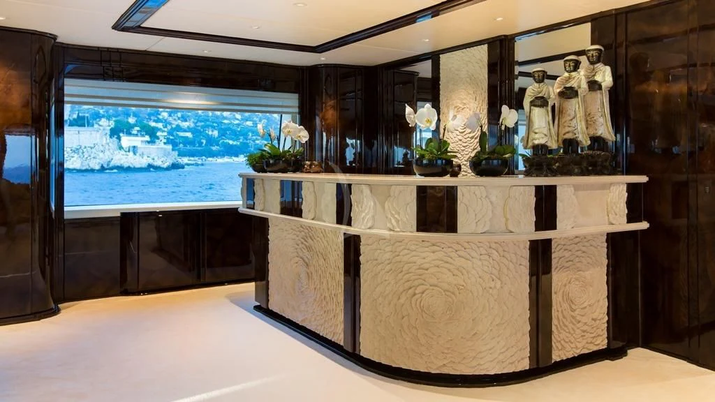 a display of a museum aboard ILLUSION V Yacht for Charter