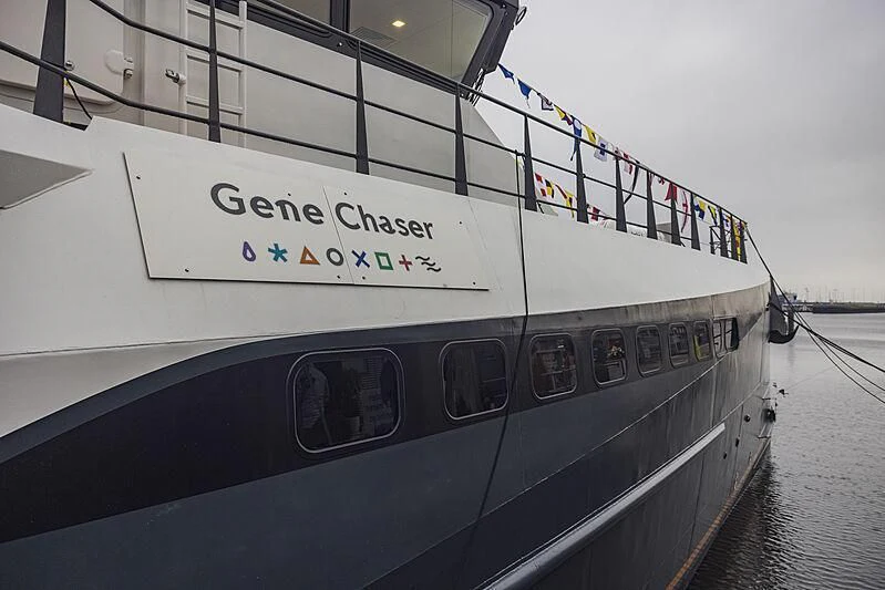 a large white boat aboard GENE CHASER Yacht for Sale