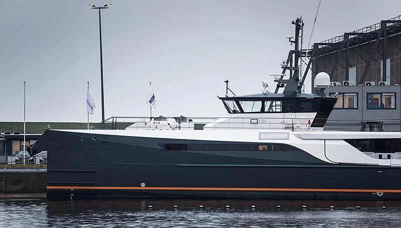 a large ship docked aboard GENE CHASER Yacht for Sale