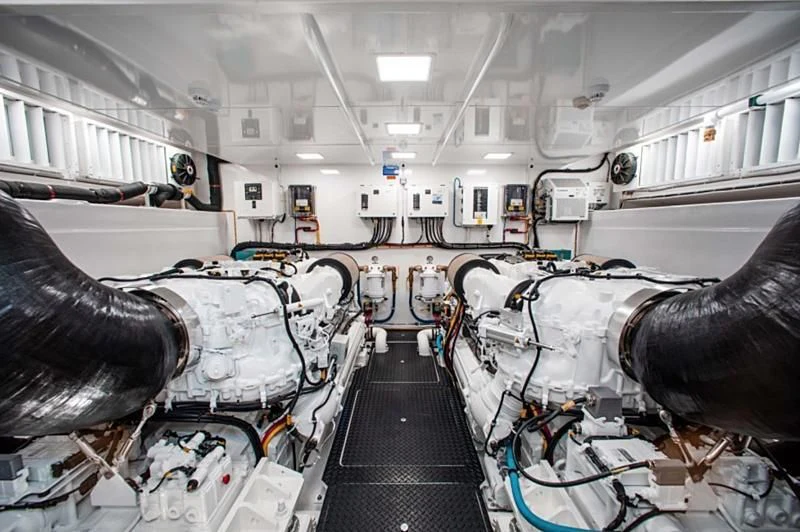 a large room with machinery aboard MANA Yacht for Sale