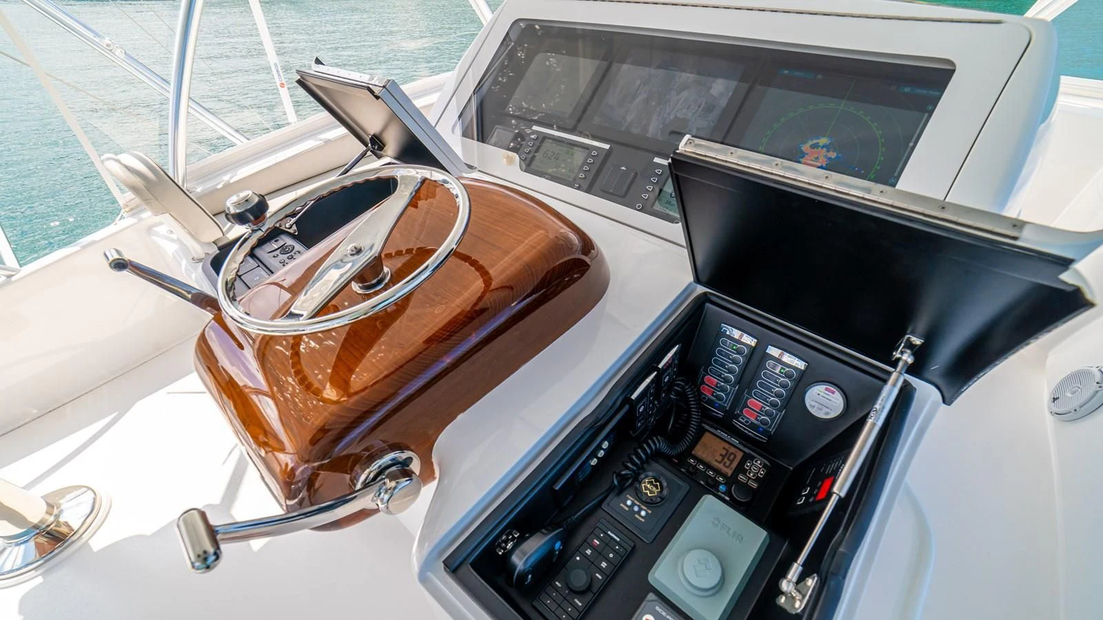 the interior of a car aboard MANA Yacht for Sale