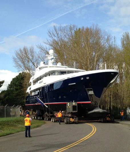 a large white boat on a trailer aboard D'NATALIN IV Yacht for Sale