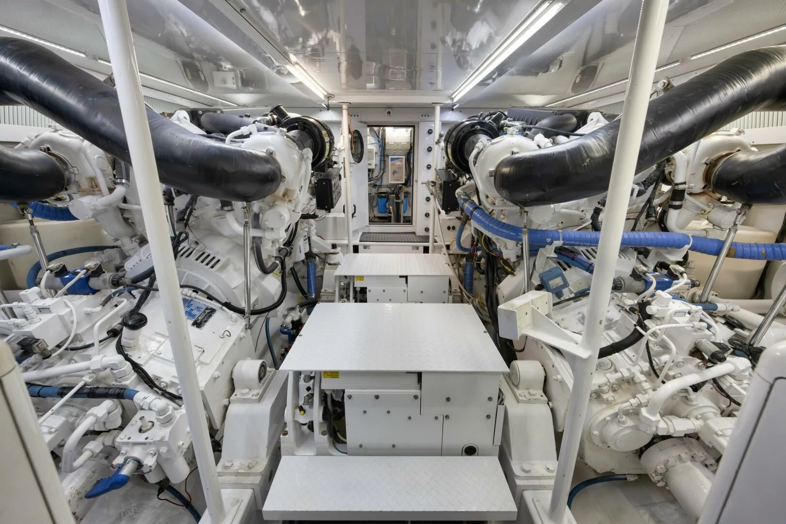 a room with pipes and tubes aboard LET  RIDE Yacht for Sale