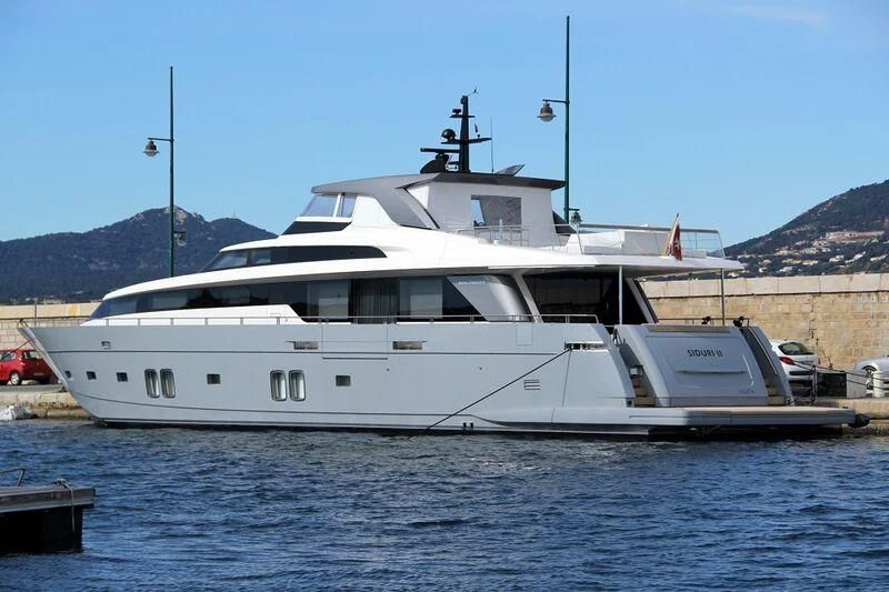 a large white boat aboard TIME OUT I Yacht for Sale