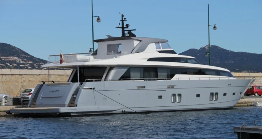 a large white yacht aboard TIME OUT I Yacht for Sale