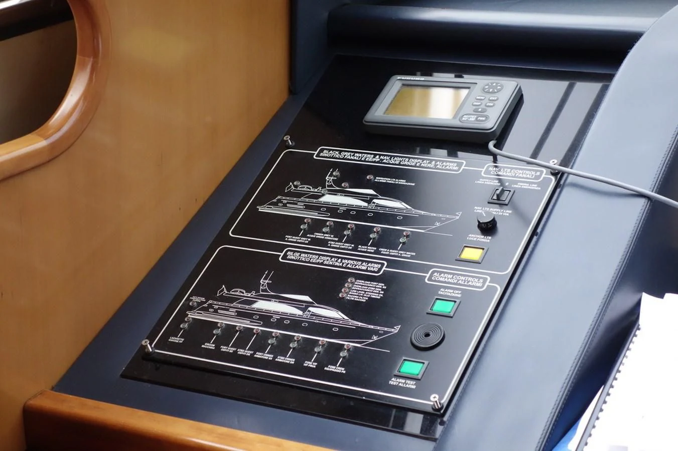 a black rectangular electronic device aboard BARON B Yacht for Sale