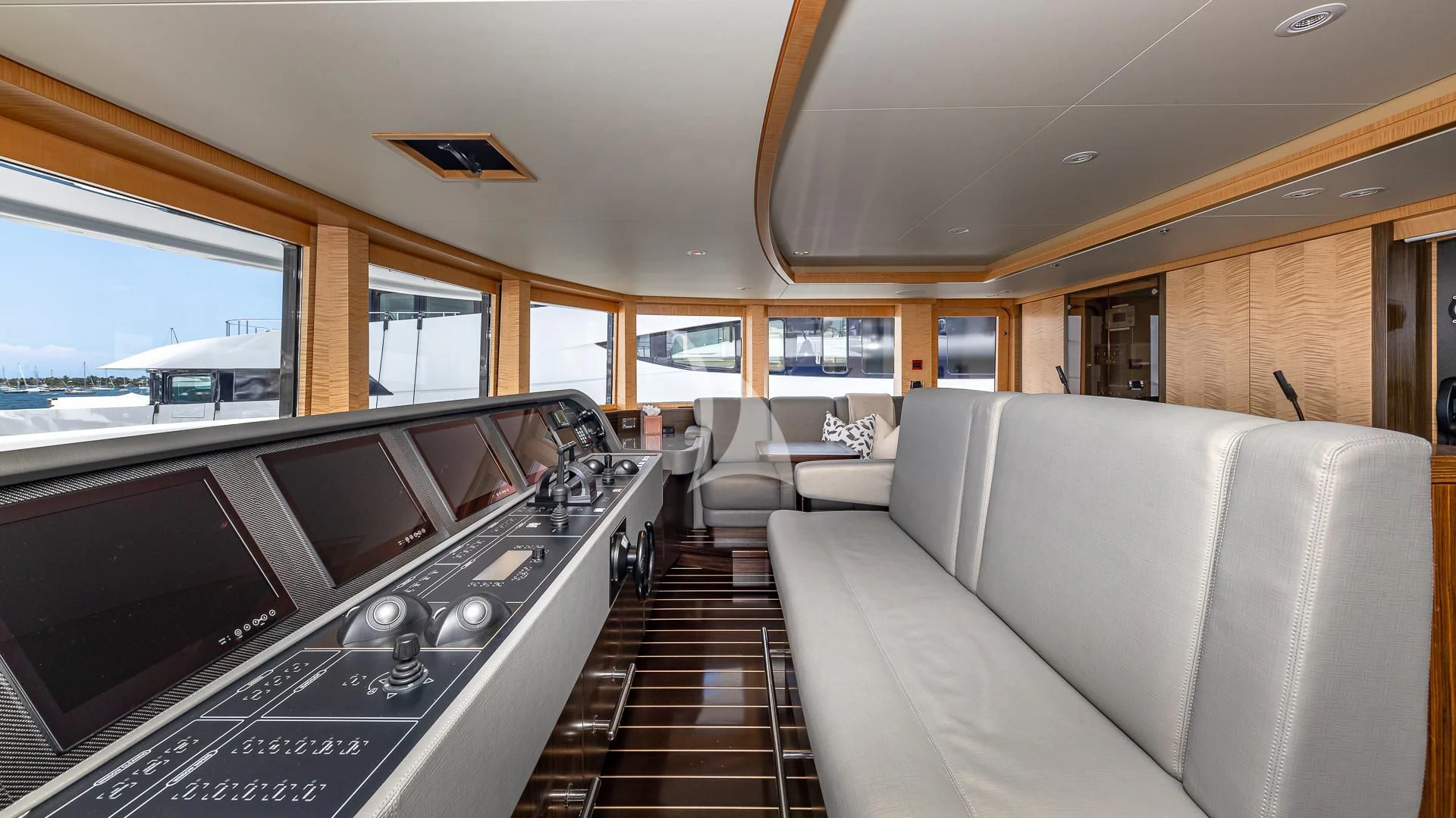 inside of a vehicle aboard REVELRY Yacht for Sale