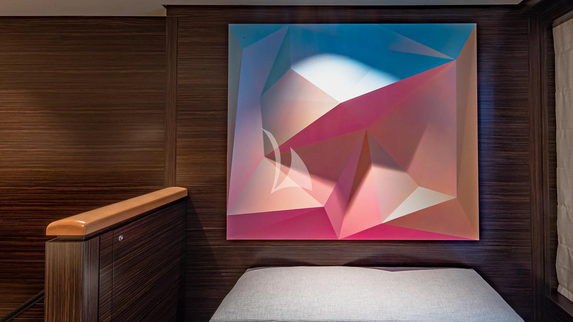 a tv on a wall aboard REVELRY Yacht for Sale