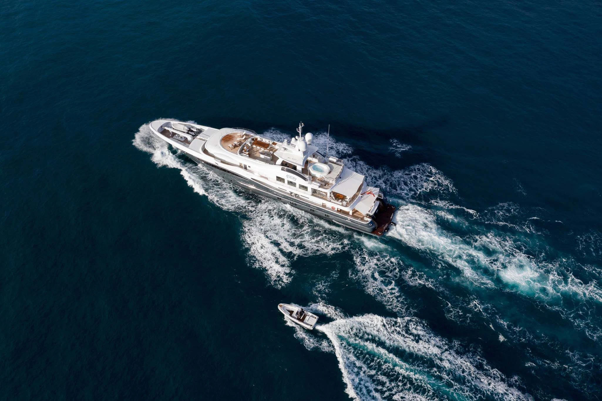 a ship in the ocean aboard REVELRY Yacht for Sale
