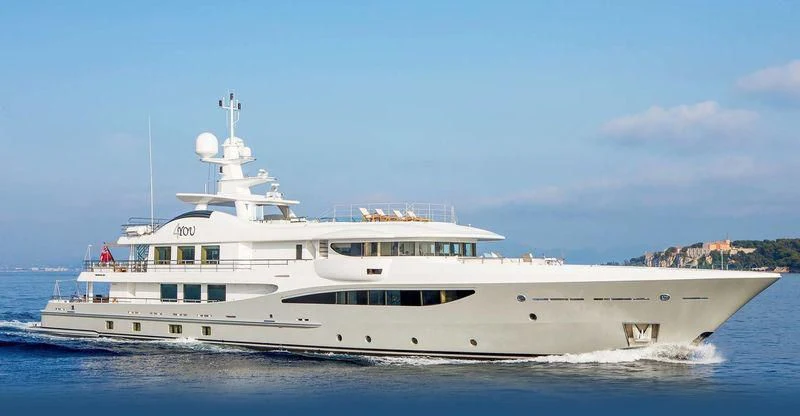 a large white yacht aboard REVELRY Yacht for Sale