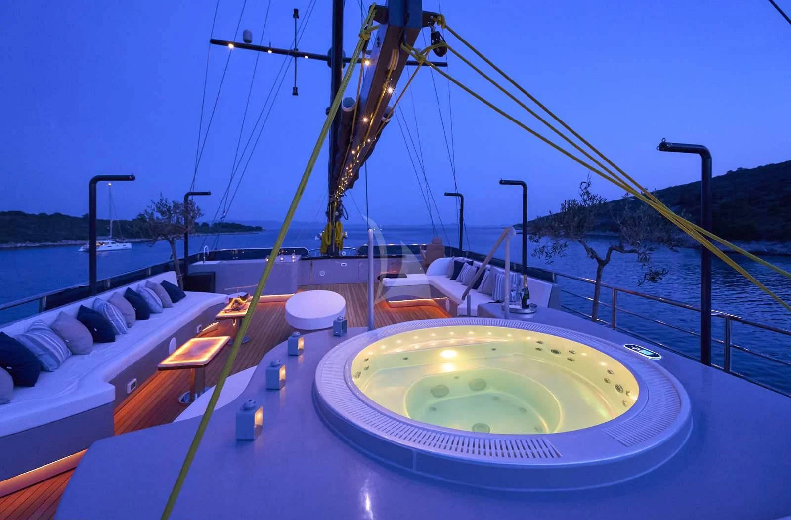 a swimming pool with a large round water slide aboard RARA AVIS Yacht for Charter