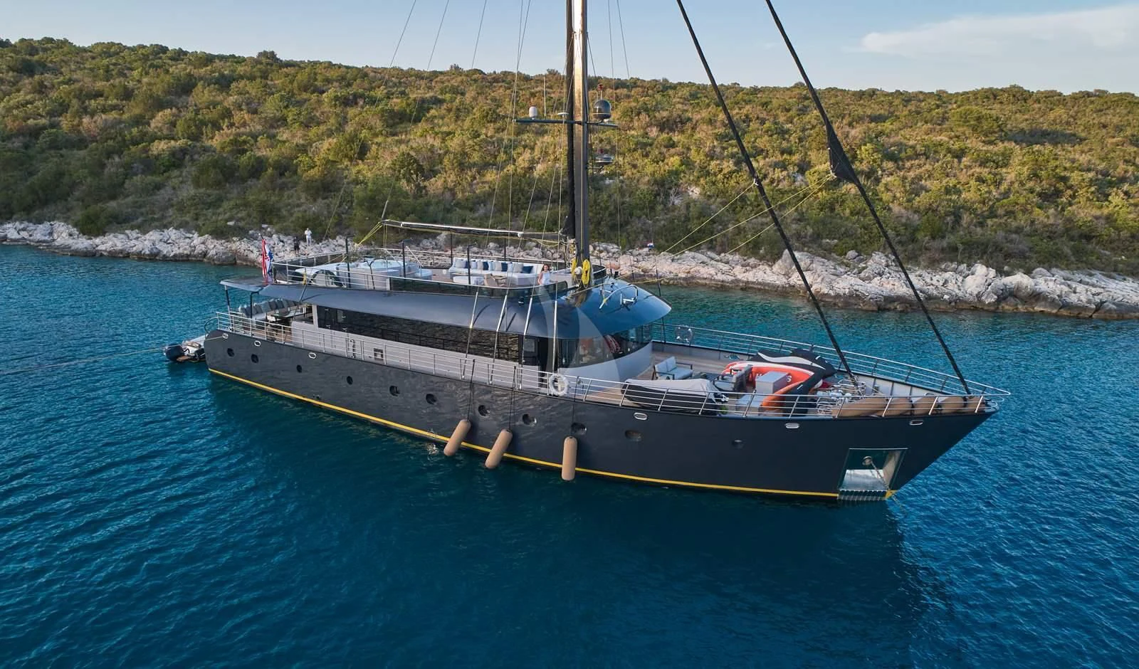 a boat in the water aboard RARA AVIS Yacht for Charter