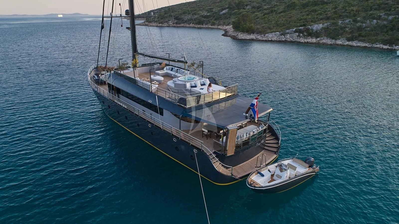 a boat on the water aboard RARA AVIS Yacht for Charter