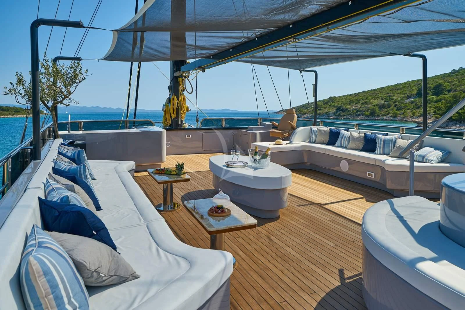 a boat on the water aboard RARA AVIS Yacht for Charter