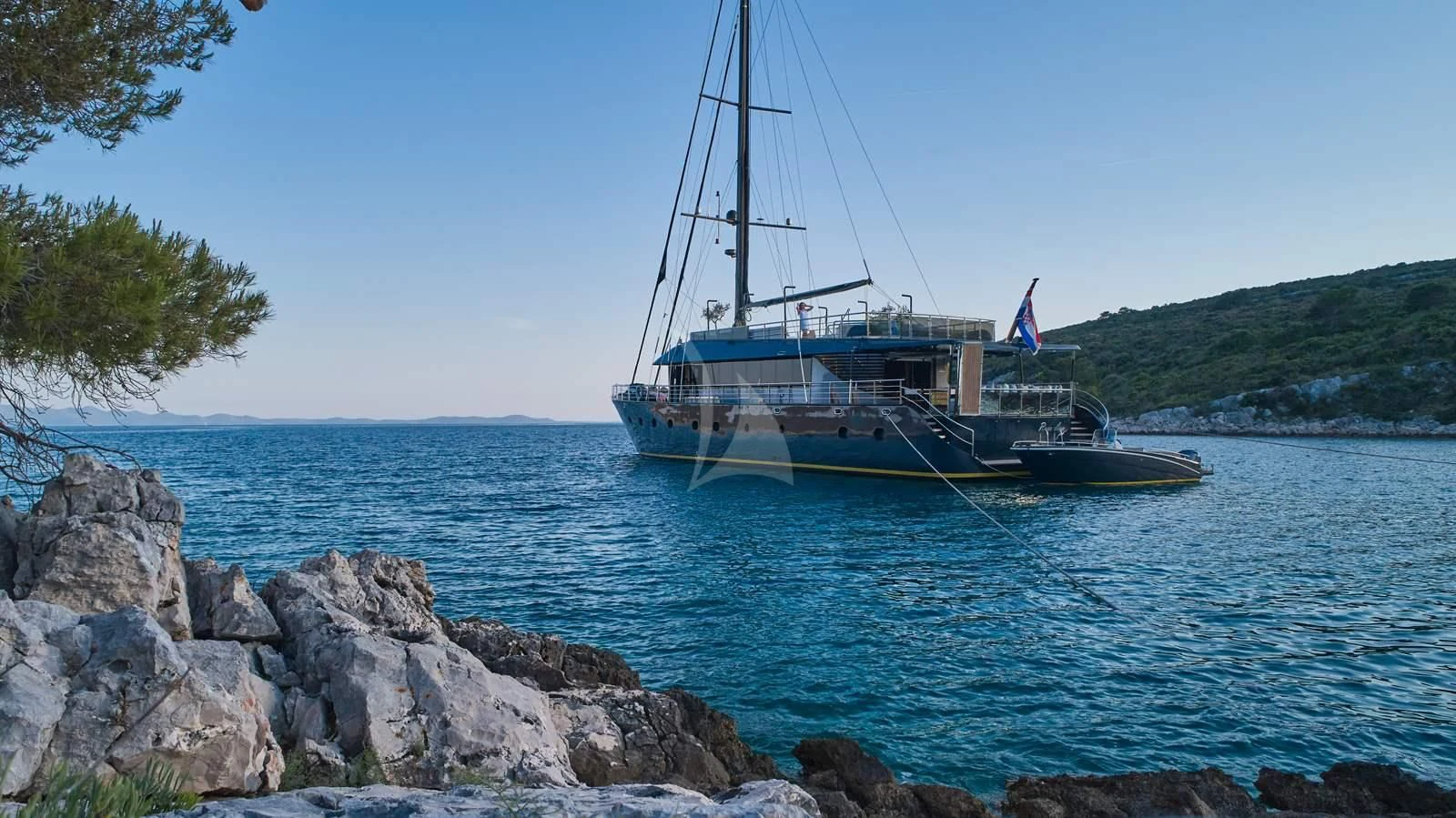 a boat in the water aboard RARA AVIS Yacht for Charter