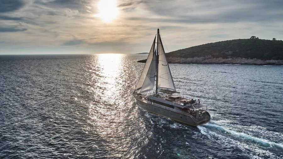 a sailboat on the water aboard RARA AVIS Yacht for Charter