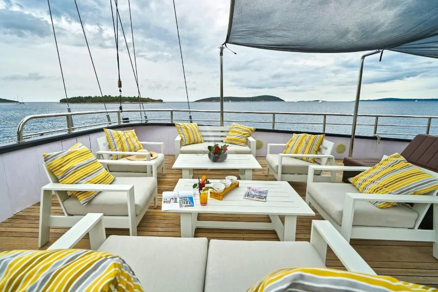 a boat on the water aboard RARA AVIS Yacht for Charter