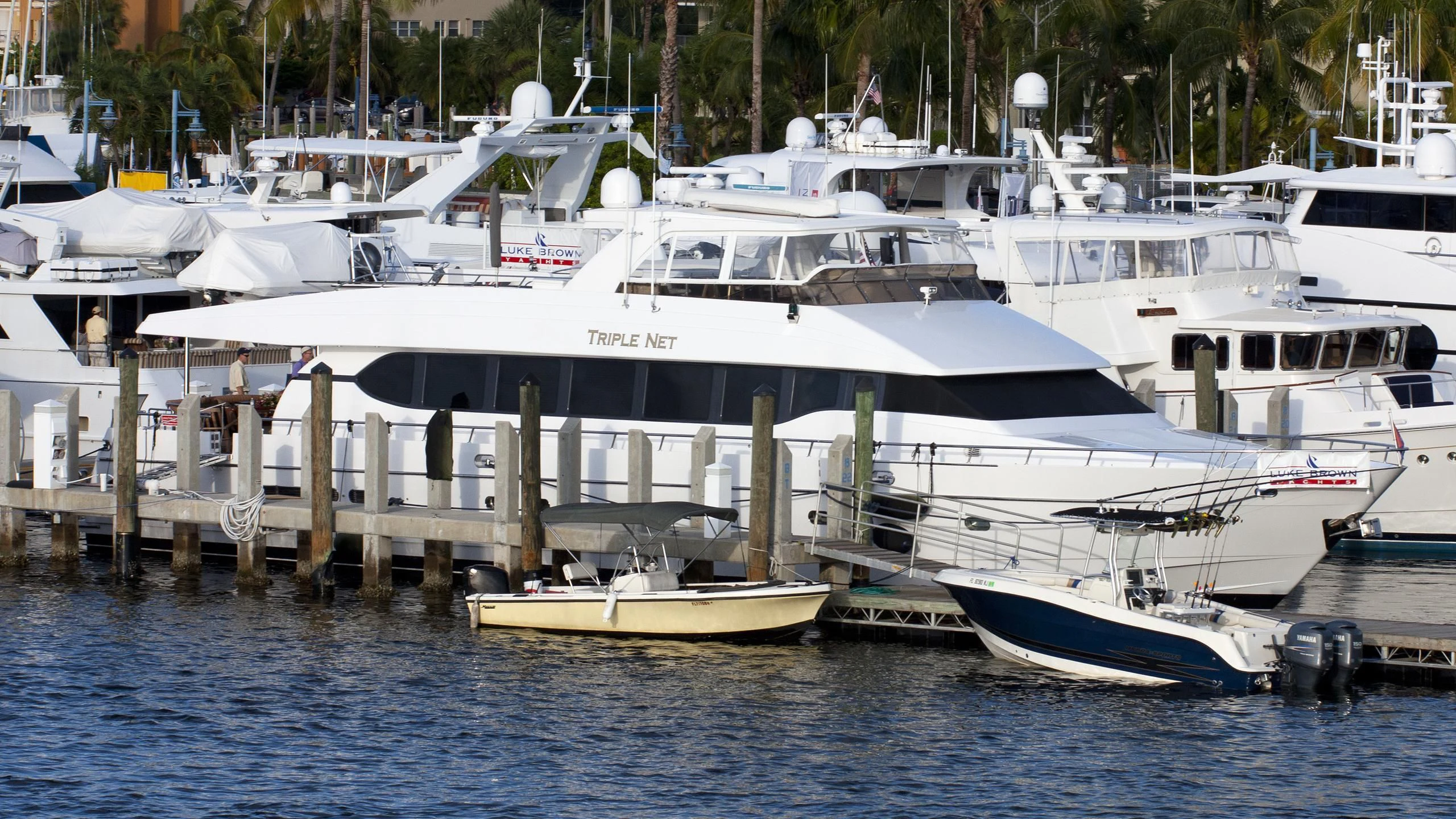 a group of boats docked aboard SLIPAWAY Yacht for Sale